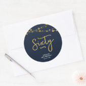Elegant Blue Strings of Lights 60th Birthday Ronde Sticker (Envelop)