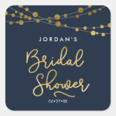 Elegant Blue Strings of Lights Vrijgezellenfeest Vierkante Sticker (Voorkant)