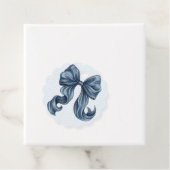 Elegant Blue Striped Bow Baby Shower Bedankjes Labels (In situ)