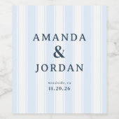 Elegant Blue Striped Minimalist Wijn Etiket (Enkel label)