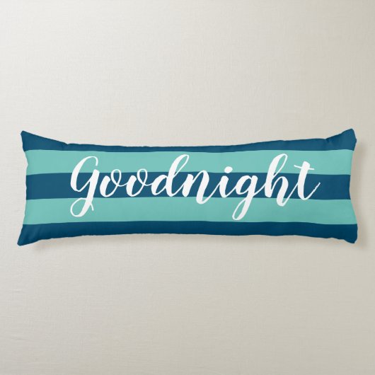 Elegant Blue Striped Pattern en Gezegde Good Night Lichaamskussen (Voorkant)
