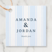Elegant Blue Stripes Bedankjes Labels (Voorkant)