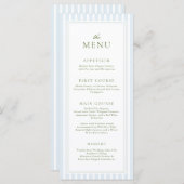 Elegant Blue Stripes Bridal Shower Menu (Voorkant / Achterkant)