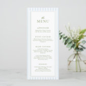 Elegant Blue Stripes Bridal Shower Menu (Staand voorkant)