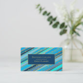 Elegant Blue Stripes en Gold Stippen Visitekaartje (Staand voorkant)