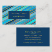 Elegant Blue Stripes en Gold Stippen Visitekaartje (Voorkant / Achterkant)