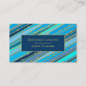 Elegant Blue Stripes en Gold Stippen Visitekaartje (Voorkant)