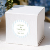 Elegant Blue Stripes Monogram  Ronde Sticker