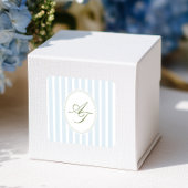 Elegant Blue Stripes Monogram  Vierkante Sticker