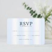 Elegant Blue Stripes RSVP Kaartje (Staand voorkant)