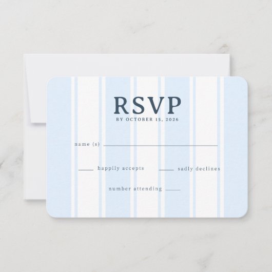 Elegant Blue Stripes RSVP Kaartje (Voorkant)