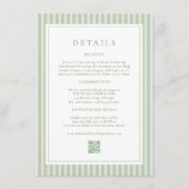 Elegant Blue Stripes Sage Wedding Details Card Informatiekaartje (Voorkant)