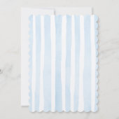 Elegant Blue Stripes Teddy Bear Baby Shower  Kaart (Achterkant)