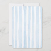 Elegant Blue Stripes Teddy Bear Baby Shower  Kaart (Achterkant)