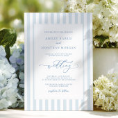 Elegant Blue Stripes Wedding Invitation Kaart