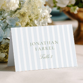 Elegant Blue Stripes Wedding Place Cards Kaart
