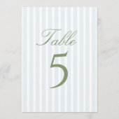 Elegant Blue Stripes Wedding Table Number Kaart (Achterkant)