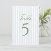 Elegant Blue Stripes Wedding Table Number Kaart (Staand voorkant)
