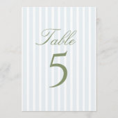 Elegant Blue Stripes Wedding Table Number Kaart (Voorkant)