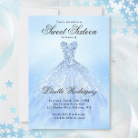 Elegant Blue Sweet Sixteen 16e verjaardag Kaart<br><div class="desc">Een elegante blauwe zoete zestien uitnodiging. Let op,  glitterelementen worden gesimuleerd.</div>