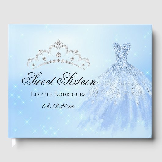 Elegant Blue Sweet Sixteen Gastenboek (Voorkant)