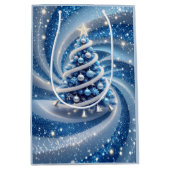 Elegant Blue Swirl Christmas Tree Gift Bag Medium Cadeauzakje (Voorkant)