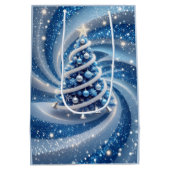 Elegant Blue Swirl Christmas Tree Gift Bag Medium Cadeauzakje (Achterkant)