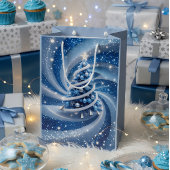 Elegant Blue Swirl Christmas Tree Gift Bag Medium Cadeauzakje