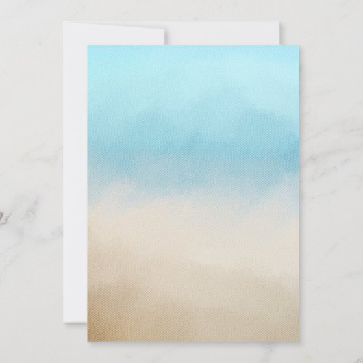 Elegant Blue Tan Waterverf Beach Ocean Geïnspireer Kaart (Achterkant)