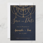 Elegant Blue Textured Traditional Design Wedding Save The Date (Voorkant)