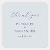 Elegant Blue Thank You Card Vierkante Sticker (Voorkant)