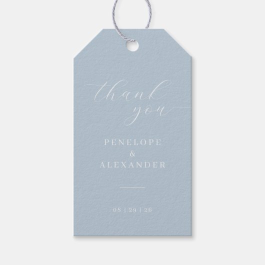 Elegant Blue Thank You Tag Cadeaulabel (Voorkant)