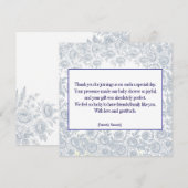 Elegant Blue Toil Baby shower Bedankt (Voorkant / Achterkant)