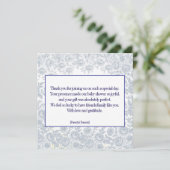 Elegant Blue Toil Baby shower Bedankt (Staand voorkant)