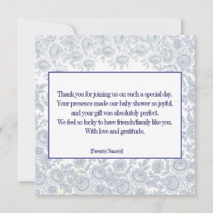 Elegant Blue Toil Baby shower Bedankt