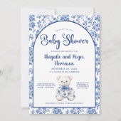 Elegant Blue Toile Baby shower Uitnodiging (Voorkant)