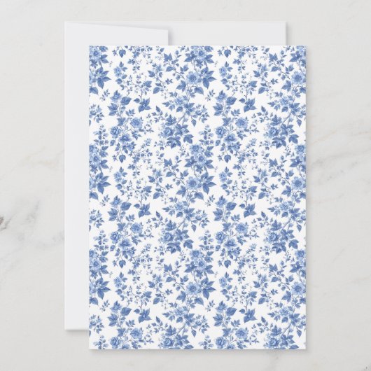 Elegant Blue Toile Baby shower Uitnodiging (Achterkant)