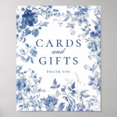 Elegant Blue Toile Chinoiserie Cards & Gifts Sign Poster (Voorkant)