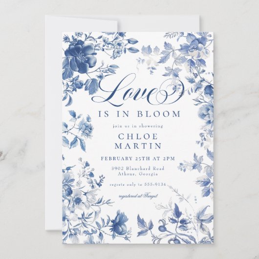 Elegant Blue Toile Chinoiserie Vrijgezellenfeest Kaart (Voorkant)