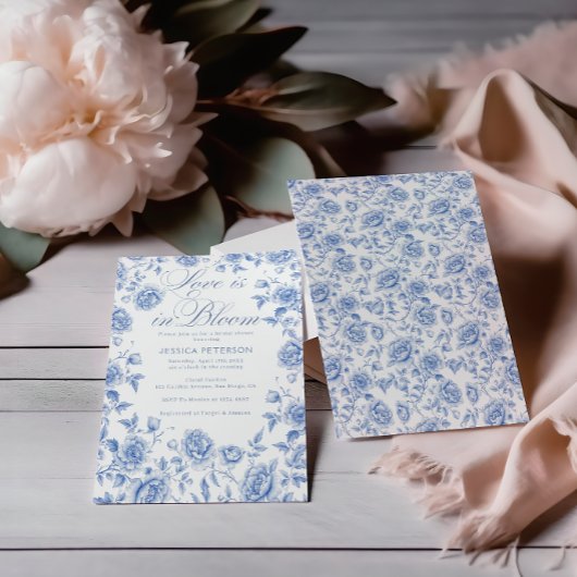 Elegant Blue Toile chinoiserie Vrijgezellenfeest Kaart