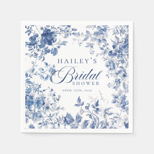 Elegant Blue Toile Chinoiserie Vrijgezellenfeest S Servet (Voorkant)