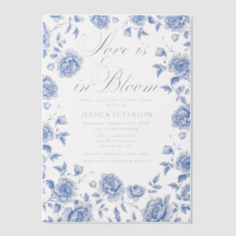 Elegant Blue Toile Chinoiserie Vrijgezellenfeest Vellum Uitnodigingen