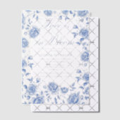 Elegant Blue Toile Chinoiserie Vrijgezellenfeest Vellum Uitnodigingen (Offset (Uitnodiging))