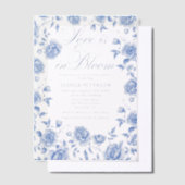 Elegant Blue Toile Chinoiserie Vrijgezellenfeest Vellum Uitnodigingen (Offset)