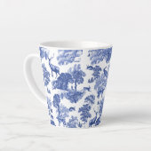 Elegant  Blue Toile Deer Fox Hare Pattern Latte Mok (Linkerhoek)