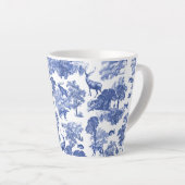 Elegant  Blue Toile Deer Fox Hare Pattern Latte Mok (Rechterhoek)