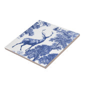 Elegant  Blue Toile Deer in Bos Tegeltje (Zijkant)