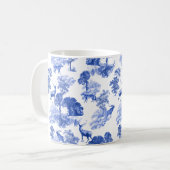 Elegant  Blue Toile Deer in Woodland Koffiemok (Voorkant links)