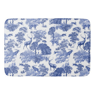 Elegant  Blue Toile Deer Pattern Badmat