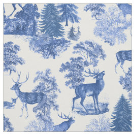 Elegant  Blue Toile Deer Woodland Stof